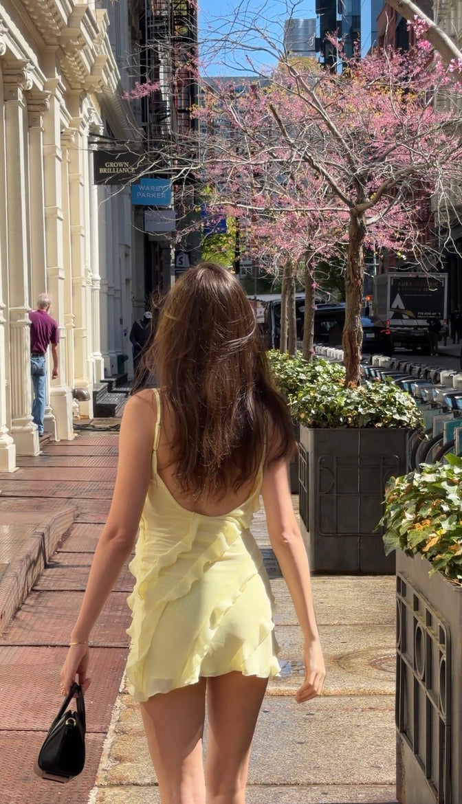 Somerset Mini Dress in Butter Yellow