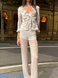 Column Silk Pants in Ivory