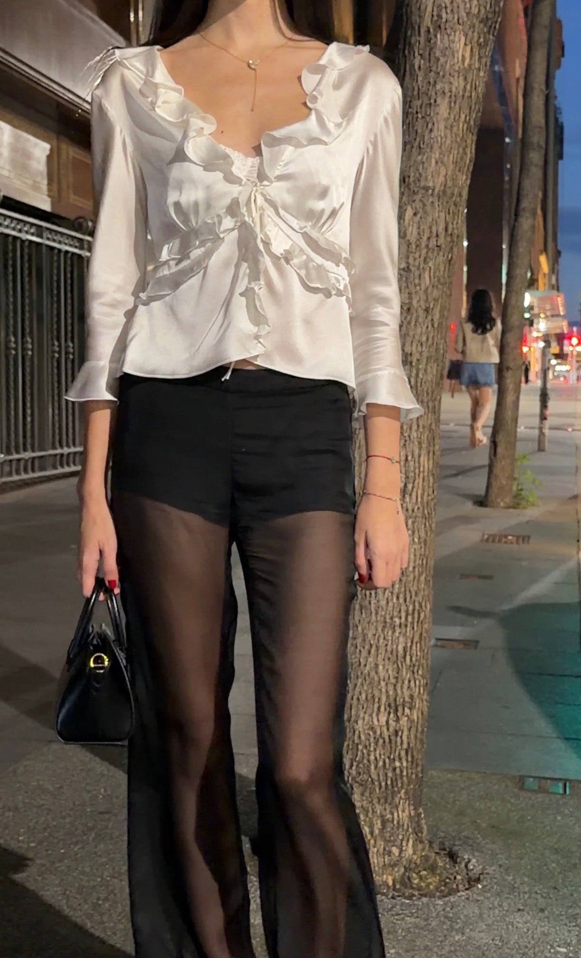Column Silk Pants in Black