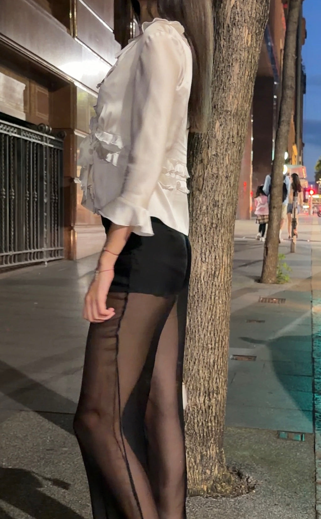 Column Silk Pants in Black