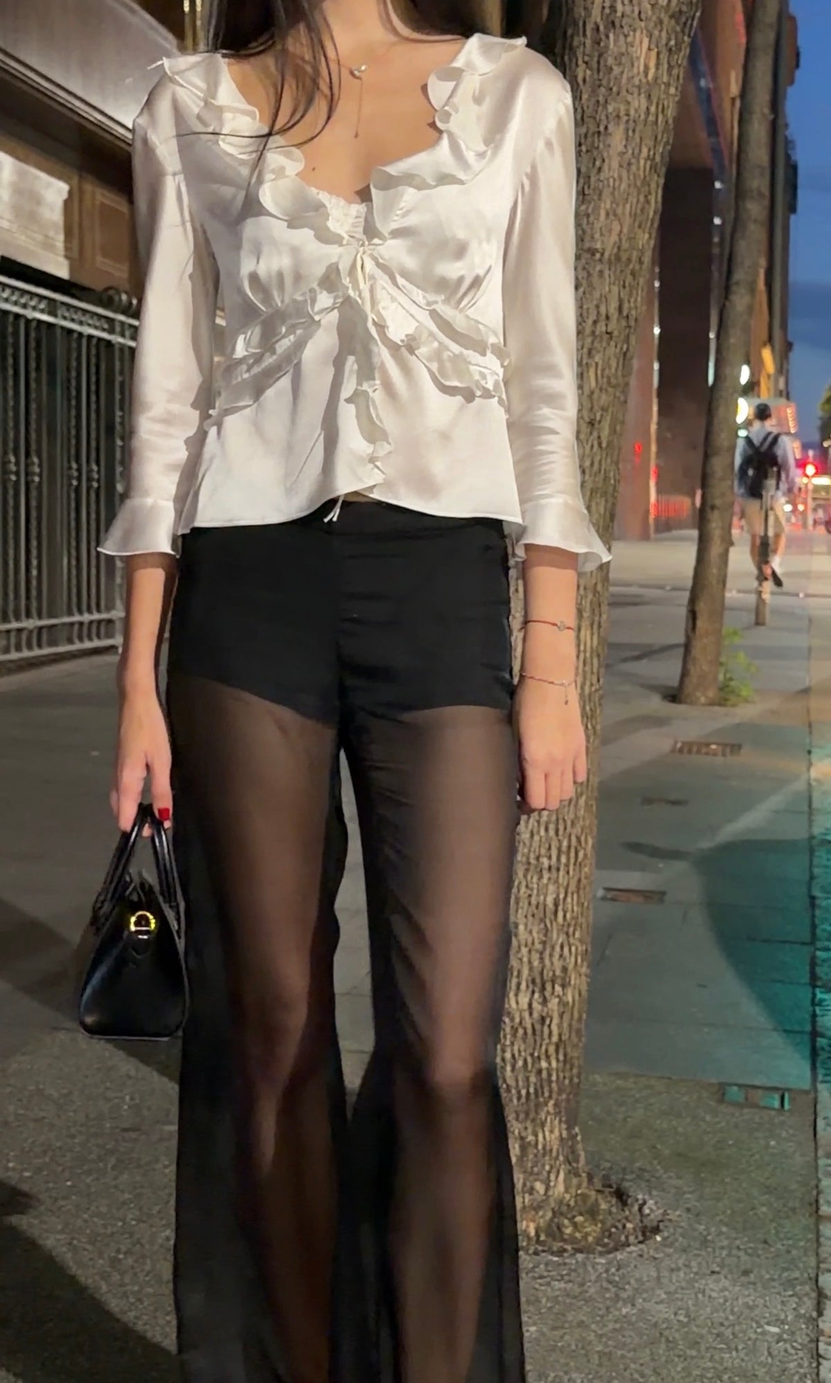 Column Silk Pants in Black
