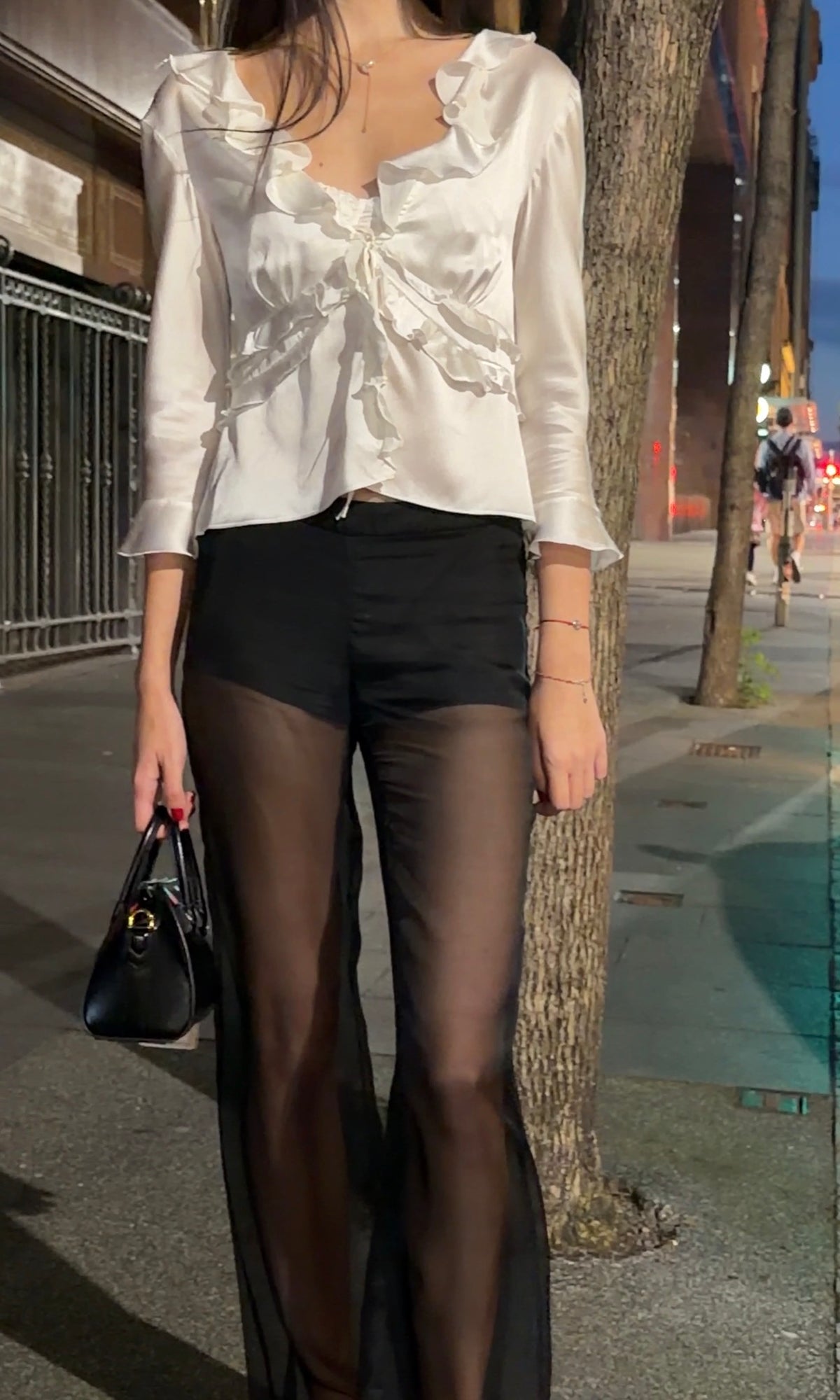 Column Silk Pants in Black
