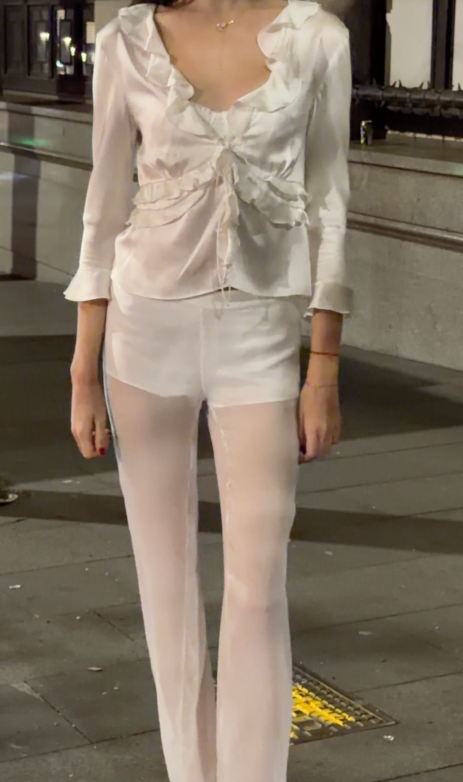 Column Silk Pants in Ivory