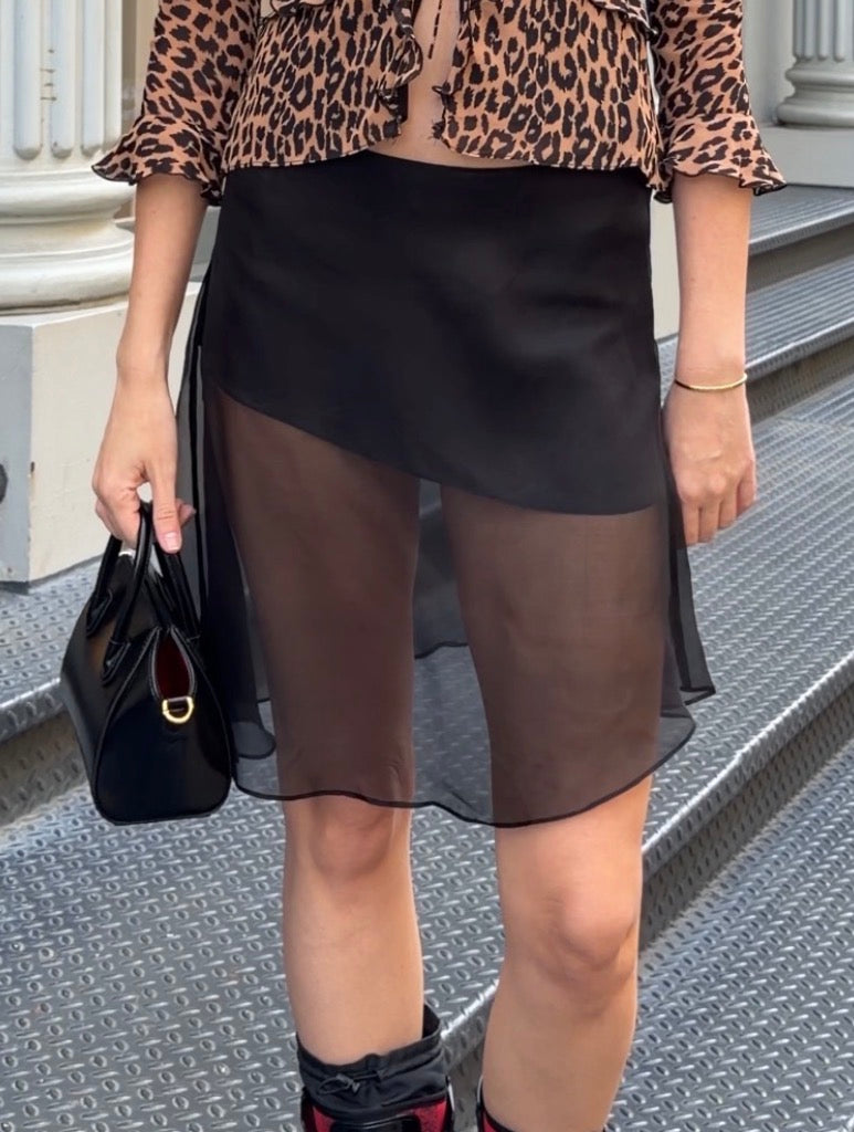 Voilette Silk Skirt in Black